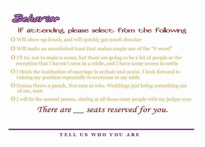 Unusual rsvp cards