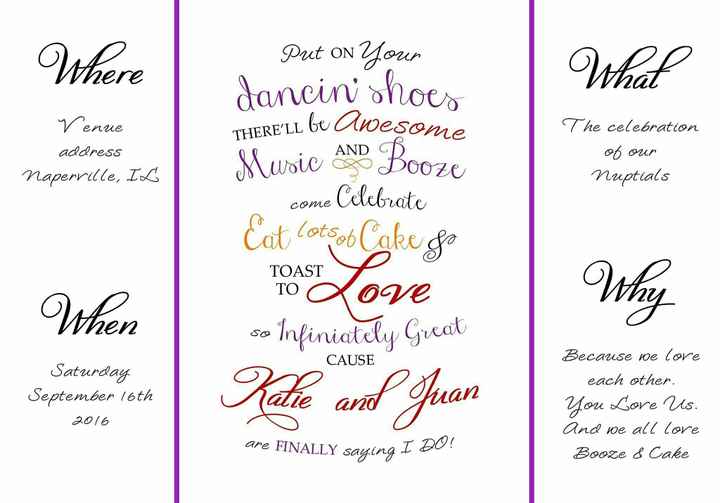 Invitation wording - non traditional