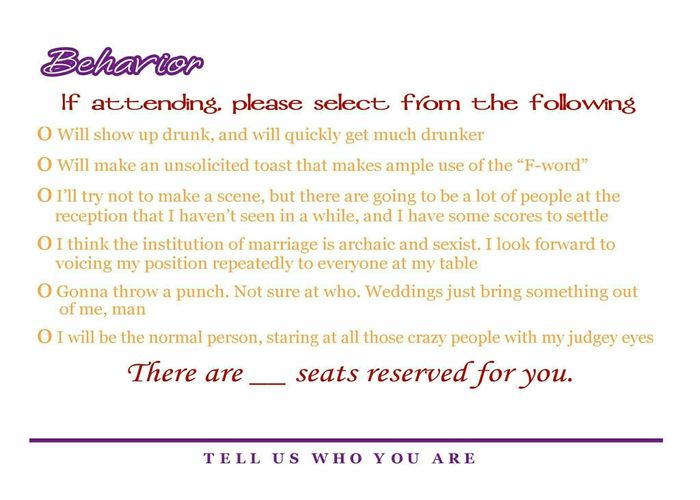 Unusual rsvp cards