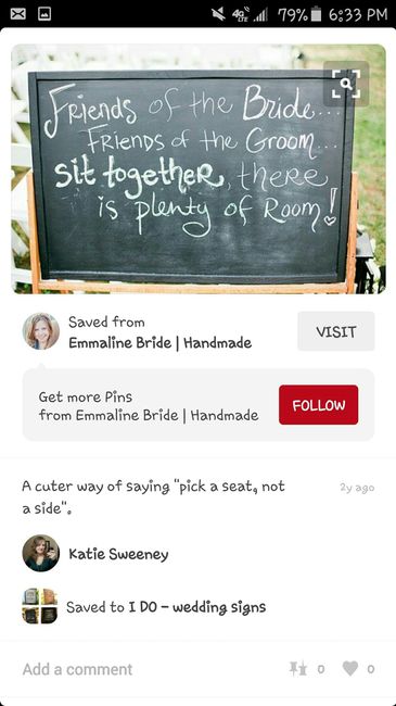 Ceremony seating sign
