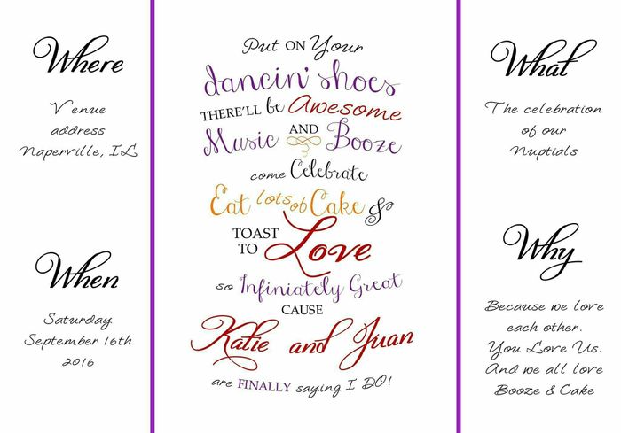 Invitation wording - non traditional