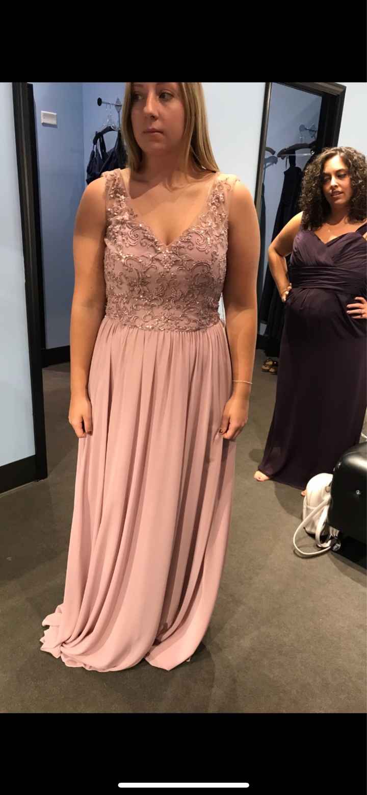 Beading/sparkle on bm dresses if none on my wedding dress? - 1
