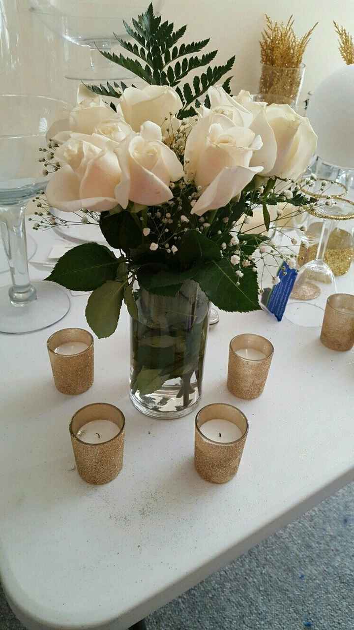 Trial centerpieces with fresh flowers