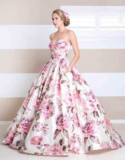 Floral Print Wedding Dress