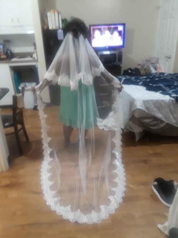 My veil came!!!!!.....I cried sooooo excited ...its beautiful ❤❤❤❤💍💍💍💐💐💐💐
