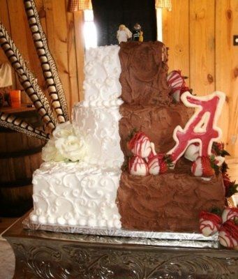 half brides half grooms cake