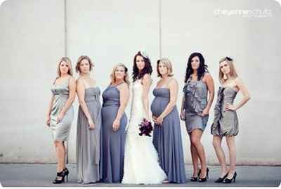 Mix-matched bridesmaids dresses