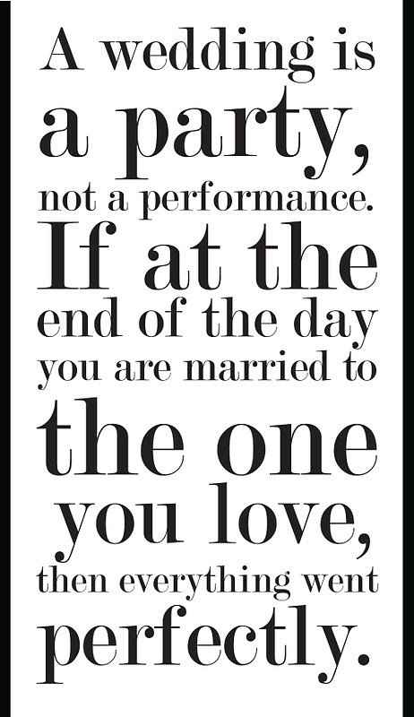 A Wedding is a Party - Not a Performance