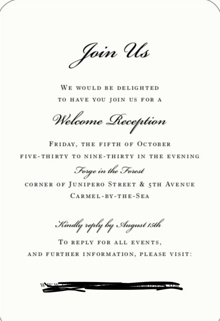 Welcome party (not rehearsal dinner) Invitations? Destination wedding - 1
