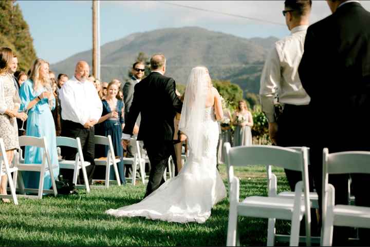 Outdoor wedding with a train wedding dress Weddings Wedding Ceremony Wedding Forums WeddingWire