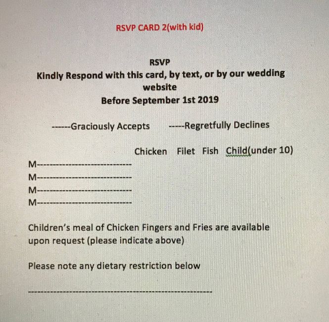 Wording and layout on rsvp - 2