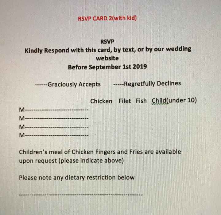 Wording and layout on rsvp - 2