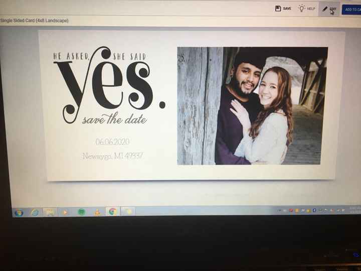 How many pictures did you use on your Save the Dates? - 1