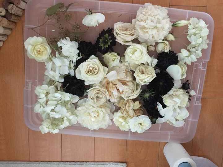 Preserved flowers from bouquet for shadowbox
