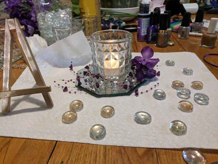 Centerpieces for a Navy, Burgundy, Blush, and Gold wedding. - 1