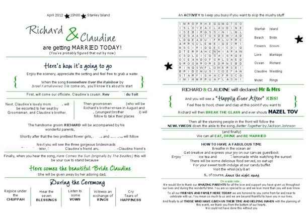 Changed my mind on a wedding program....