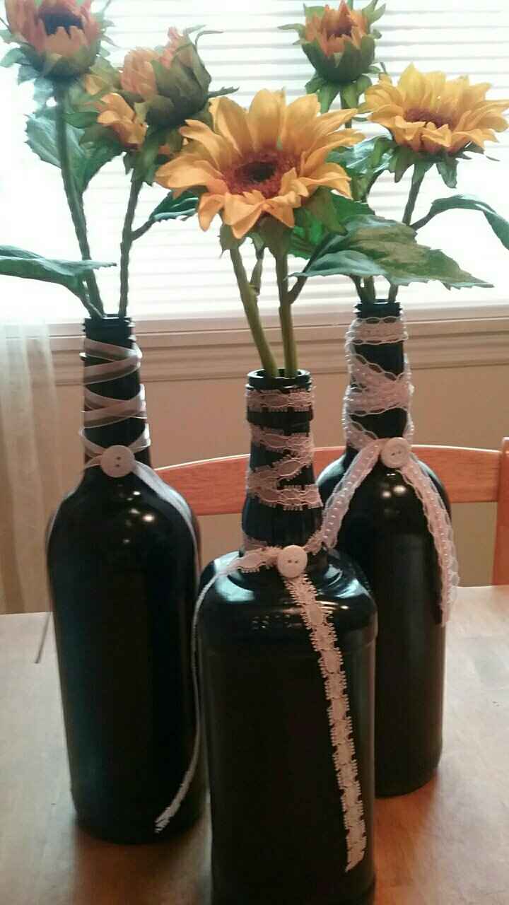 Center pieces, bouqet toss, champaign glasses, and ring box. - 1