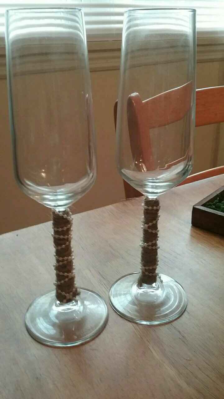 Center pieces, bouqet toss, champaign glasses, and ring box. - 2