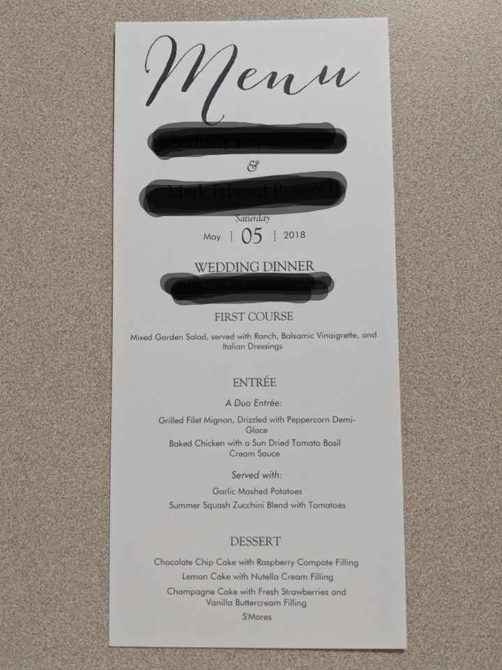 Wedding food menu cards - 1