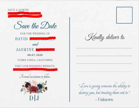 Save the date back