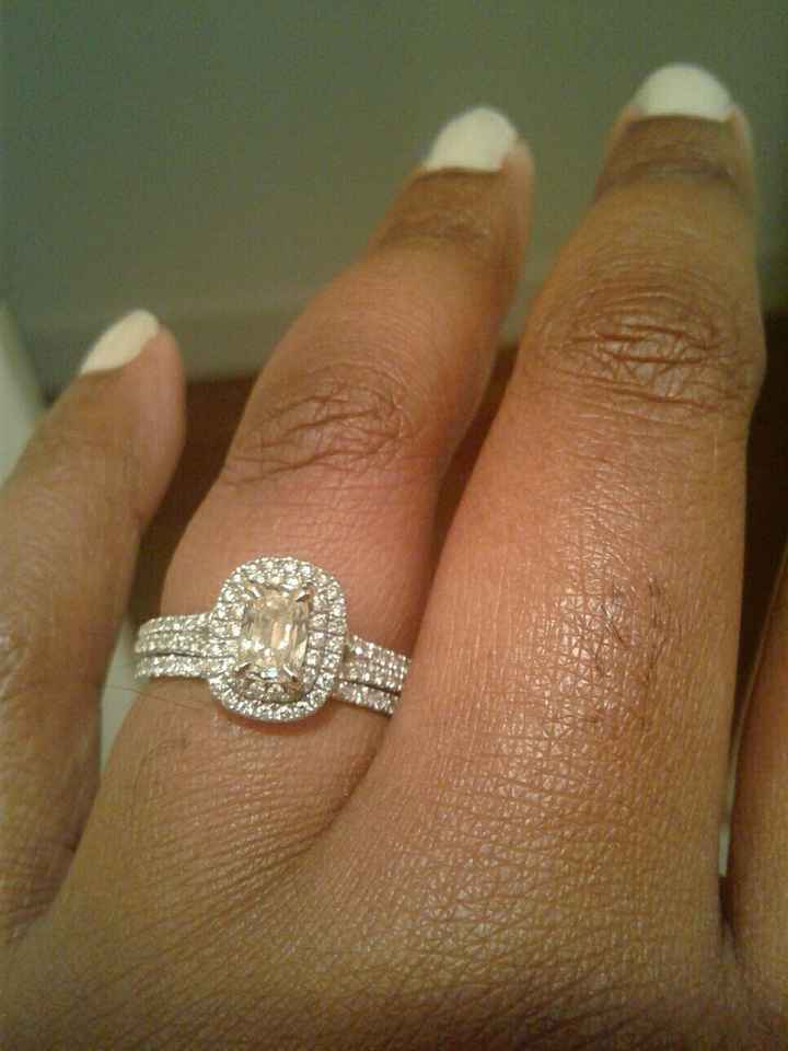 Ladies with cushion halo engagement rings