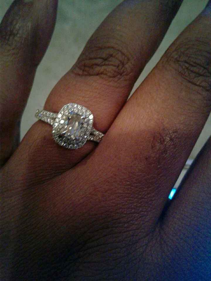 Ladies with cushion halo engagement rings