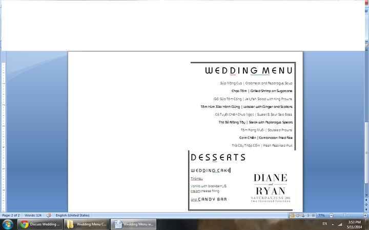 DIY Menu and Table Number