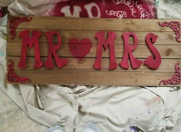 Boutineers, sign for table, and photo area