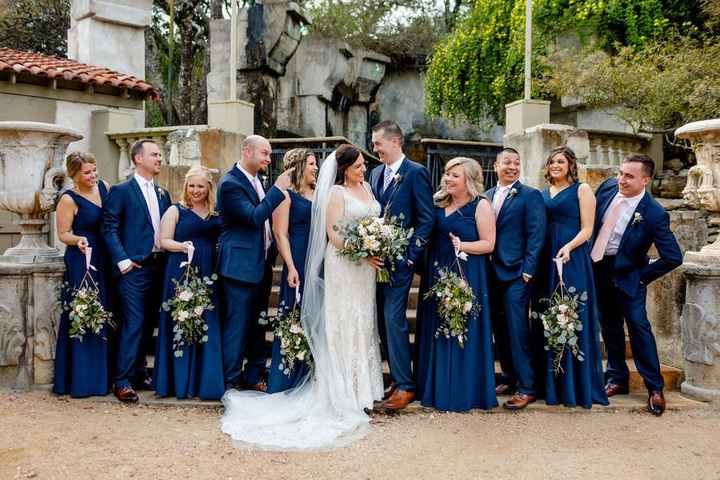 Coordinating suits to blue bridesmaid dress - 1