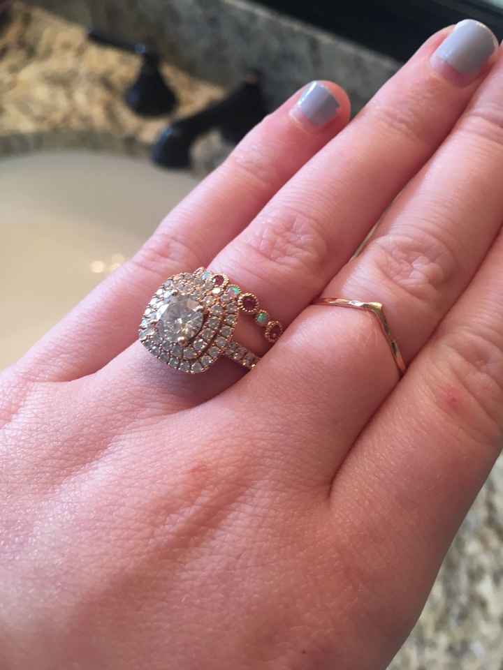 Wedding bands with different colored stones