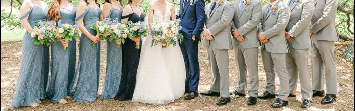 Coordinating Groomsmen suits with Bridesmaids dresses 3