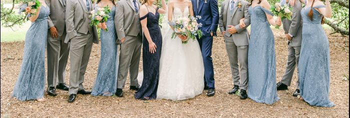 Coordinating Groomsmen suits with Bridesmaids dresses 4