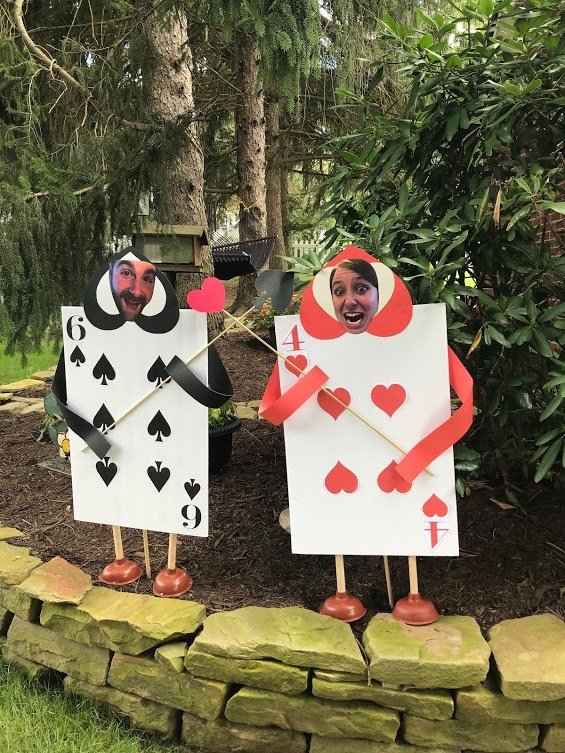 Fiance and I as Card Soldiers
