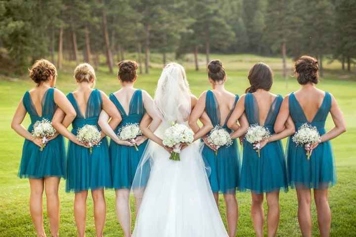 Bridesmaid dresses and flowers