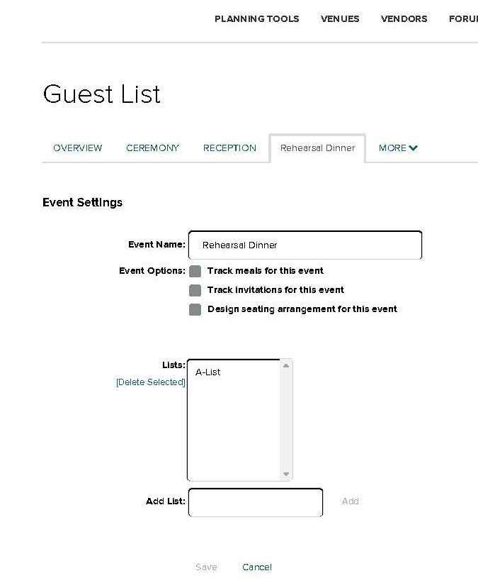 Wedding Wire RSVP tool