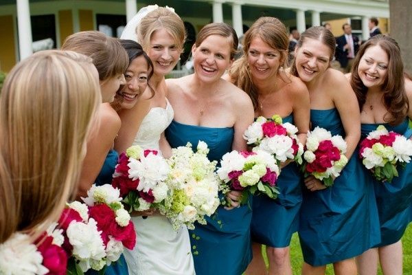 Bridesmaid dresses and flowers