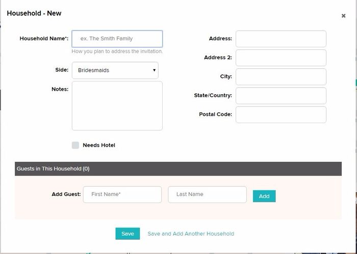Add guests to household