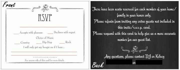 I want your opinion on our invites and RSVPs