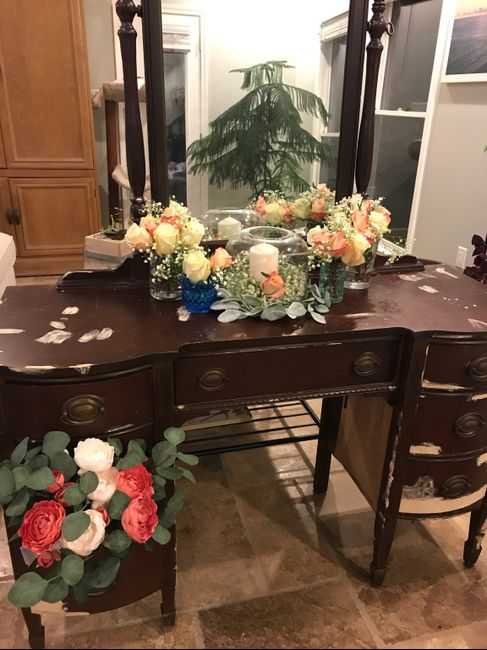 DIY floral trial run guestbook table
