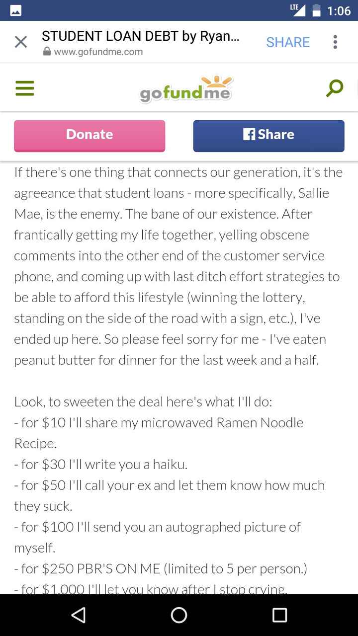 NWR: asking for money for student loans