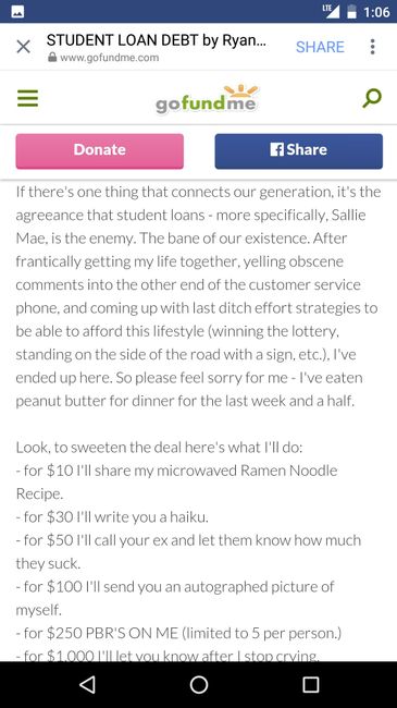 NWR: asking for money for student loans