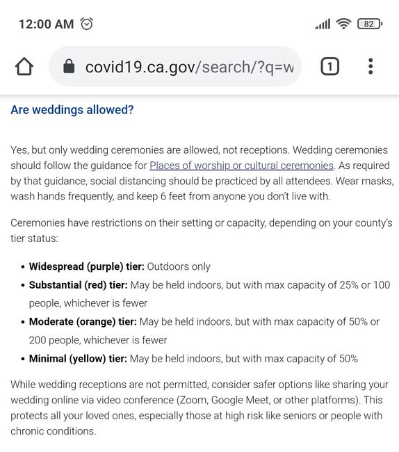 California 2021 brides - covid restrictions/updates - 1