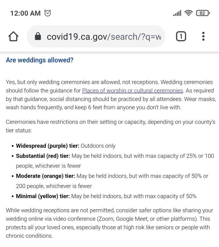 California 2021 brides - covid restrictions/updates 2
