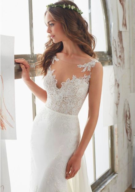 CREPE CHIFFON SHEATH WEDDING DRESS