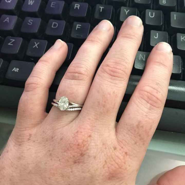 Show me your solitaire engagement rings with plain metal wedding bands.