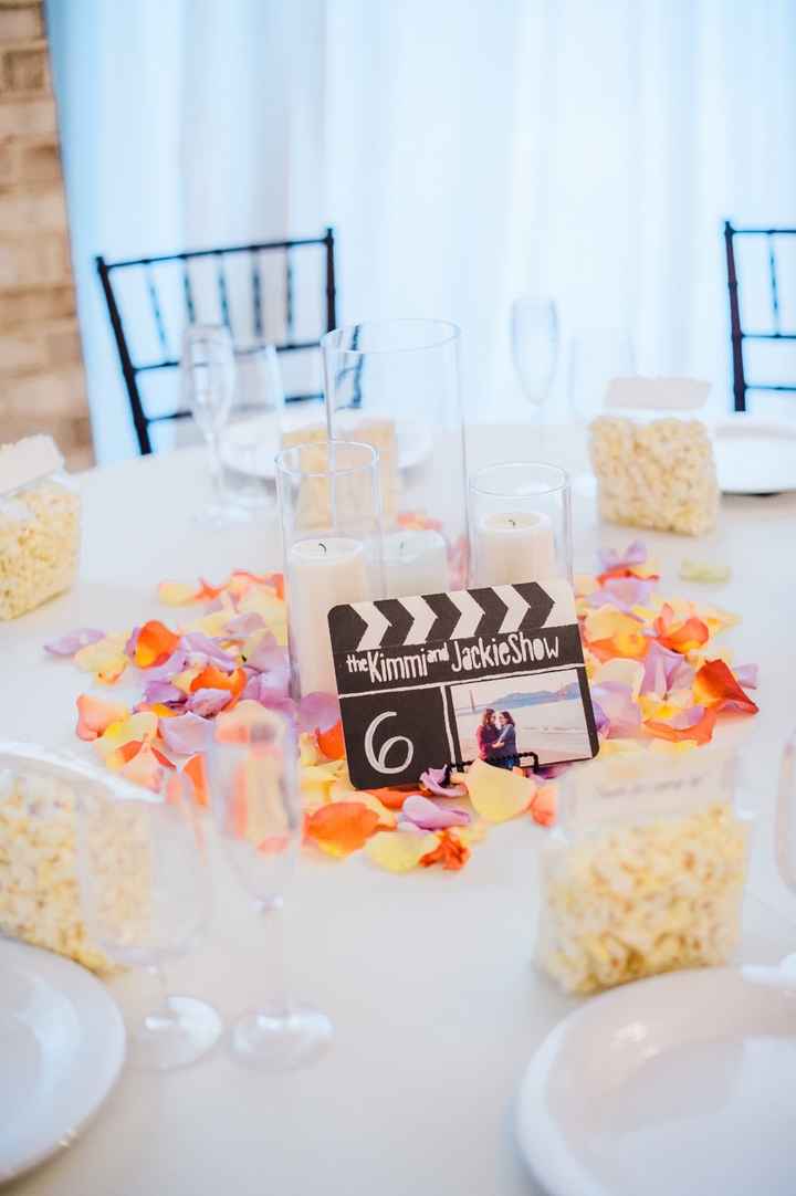 DIY Table Numbers to fit our subtle "movie" theme! 