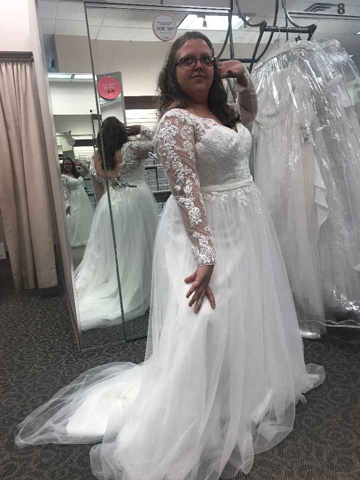 I tried to be a good sport about trying on all the dresses no matter what. But this monstrosity was 