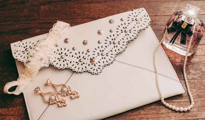garter, clutch, earrings, perfume, necklace