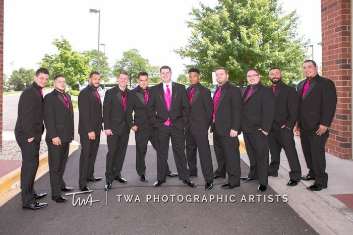 All the groomsmen minus one 
