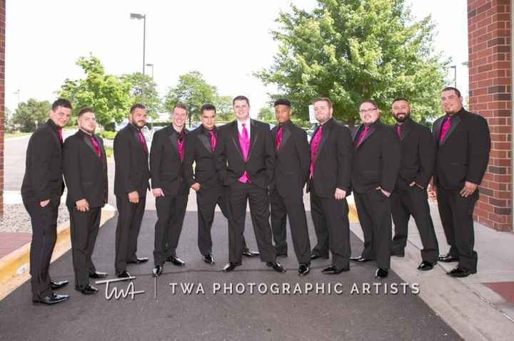 All the groomsmen minus one 